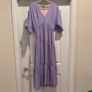 Entro Blue and Pink Check Sun Dress